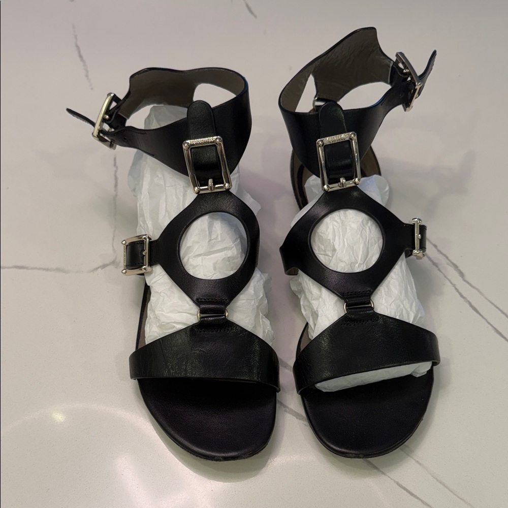Versace Collection Black Leather Women's Sandals - Picture 2 of 13